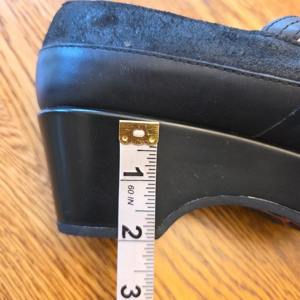 Jambu Scarlet-Too 8.5M Black Leather Suede Wedge Mary Jane Shoes New in Box‎